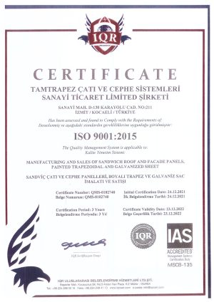 TAM TRAPEZ ISO 9001 SERTİFİKASI